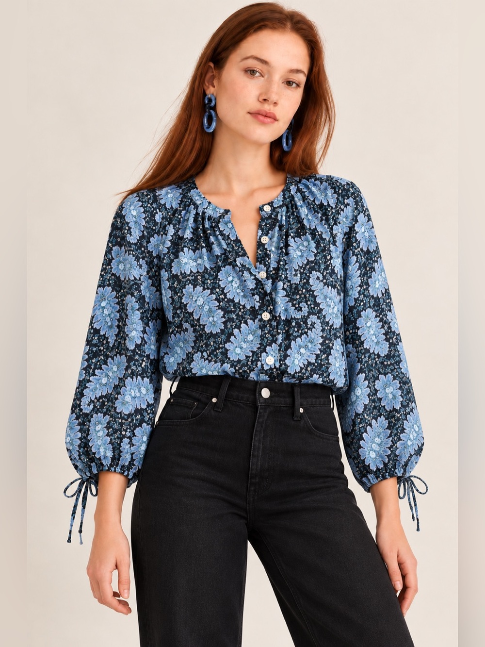 J.Crew Collection tie-sleeve button-front top Ratti® Pacific paisley Size Medium